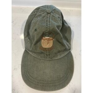 Adams Nantucket Lightship Basket Hat Olive Green Cotton Leather Strap Dad Cap